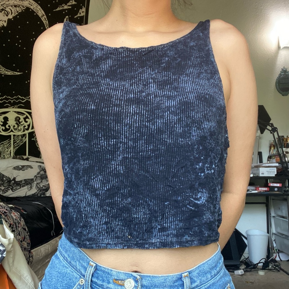 Navy Blue Tie-dye Women's Top